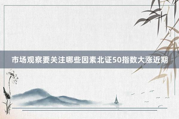 市场观察要关注哪些因素　　北证50指数大涨　　近期