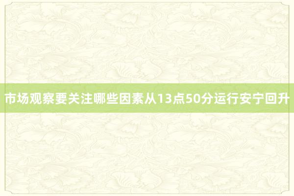 市场观察要关注哪些因素从13点50分运行安宁回升