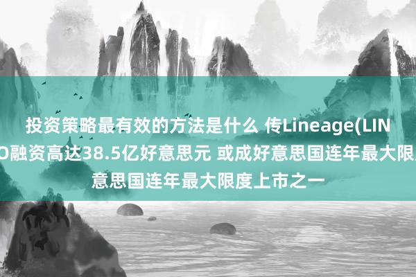 投资策略最有效的方法是什么 传Lineage(LINE.US)拟IPO融资高达38.5亿好意思元 或成好意思国连年最大限度上市之一