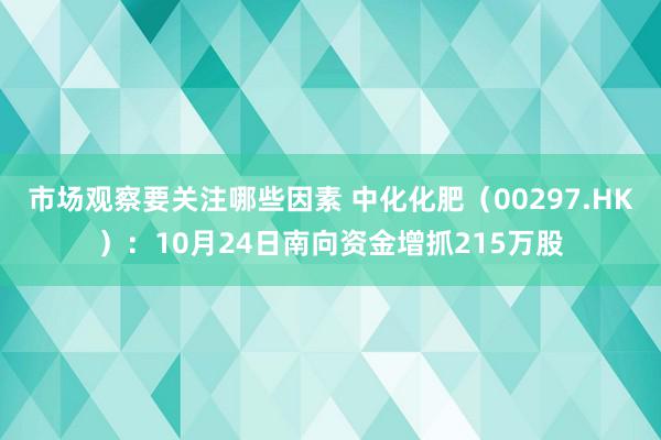 市场观察要关注哪些因素 中化化肥（00297.HK）：10月24日南向资金增抓215万股