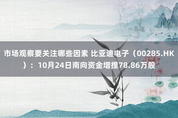 市场观察要关注哪些因素 比亚迪电子（00285.HK）：10月24日南向资金增捏78.86万股