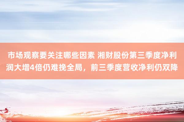 市场观察要关注哪些因素 湘财股份第三季度净利润大增4倍仍难挽全局，前三季度营收净利仍双降