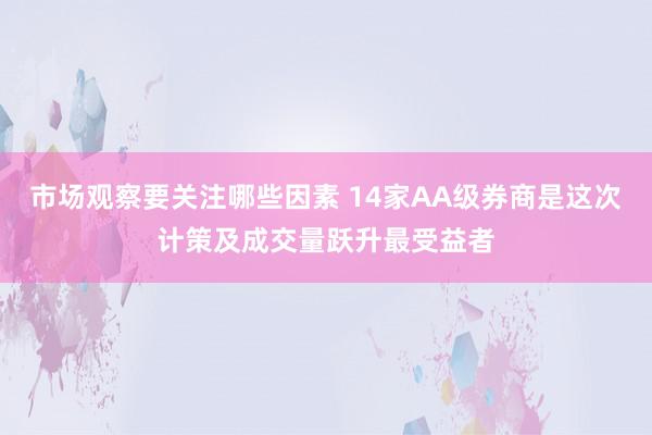 市场观察要关注哪些因素 14家AA级券商是这次计策及成交量跃升最受益者