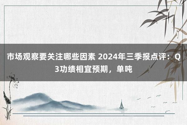 市场观察要关注哪些因素 2024年三季报点评：Q3功绩相宜预期，单吨