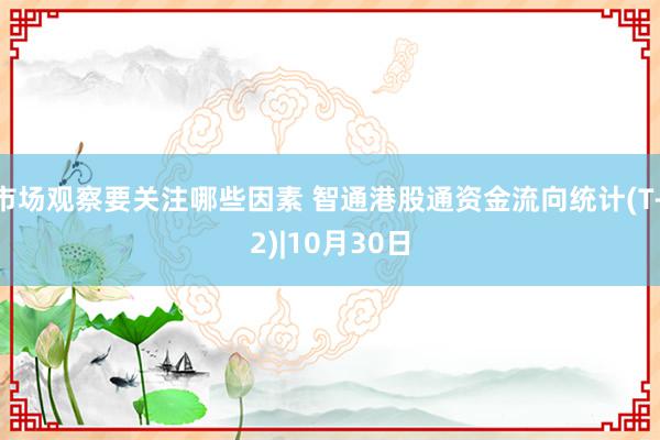 市场观察要关注哪些因素 智通港股通资金流向统计(T+2)|10月30日