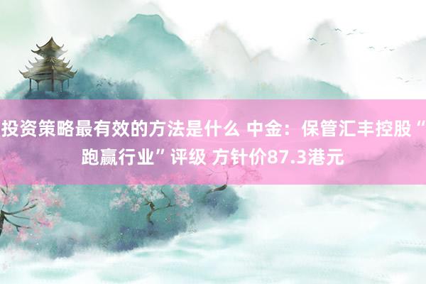 投资策略最有效的方法是什么 中金：保管汇丰控股“跑赢行业”评级 方针价87.3港元