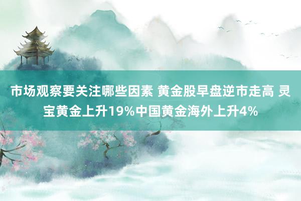 市场观察要关注哪些因素 黄金股早盘逆市走高 灵宝黄金上升19%中国黄金海外上升4%