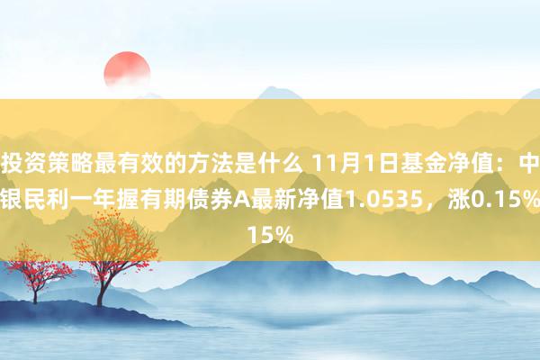 投资策略最有效的方法是什么 11月1日基金净值：中银民利一年握有期债券A最新净值1.0535，涨0.15%