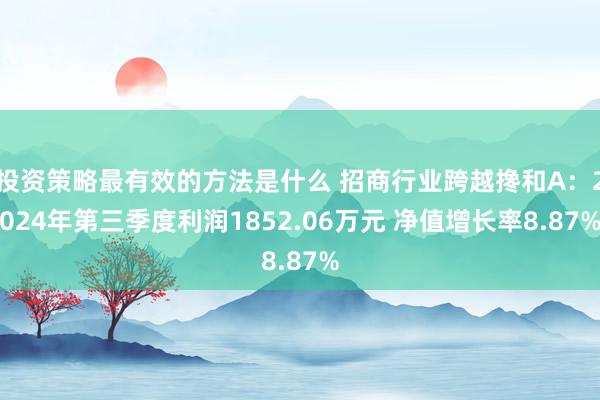 投资策略最有效的方法是什么 招商行业跨越搀和A：2024年第三季度利润1852.06万元 净值增长率8.87%