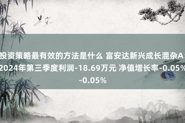 投资策略最有效的方法是什么 富安达新兴成长混杂A：2024年第三季度利润-18.69万元 净值增长率-0.05%