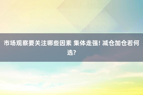 市场观察要关注哪些因素 集体走强! 减仓加仓若何选?