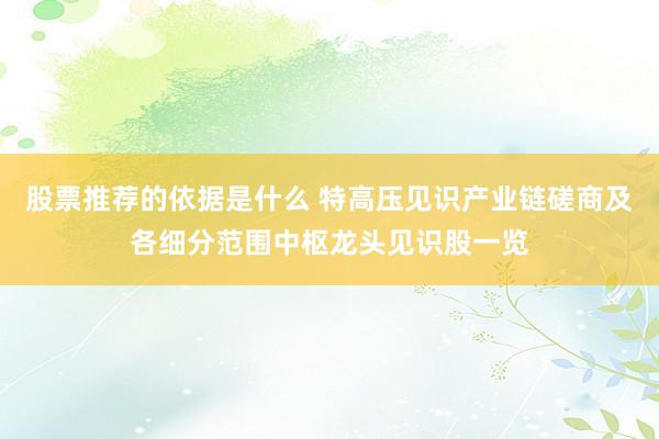 股票推荐的依据是什么 特高压见识产业链磋商及各细分范围中枢龙头见识股一览