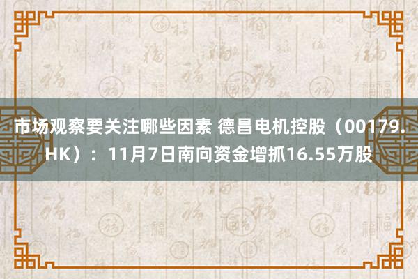 市场观察要关注哪些因素 德昌电机控股（00179.HK）：11月7日南向资金增抓16.55万股