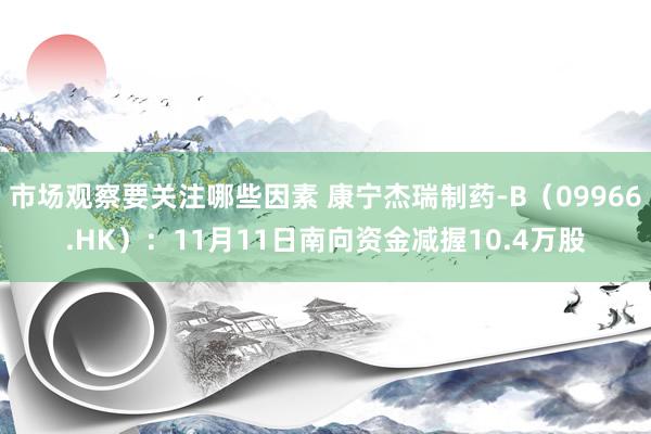 市场观察要关注哪些因素 康宁杰瑞制药-B（09966.HK）：11月11日南向资金减握10.4万股