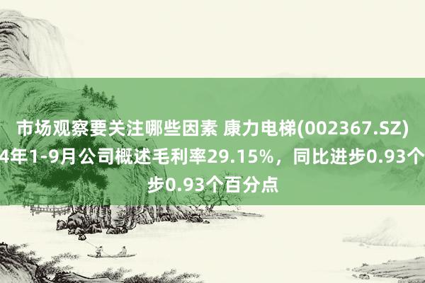 市场观察要关注哪些因素 康力电梯(002367.SZ)：2024年1-9月公司概述毛利率29.15%，同比进步0.93个百分点