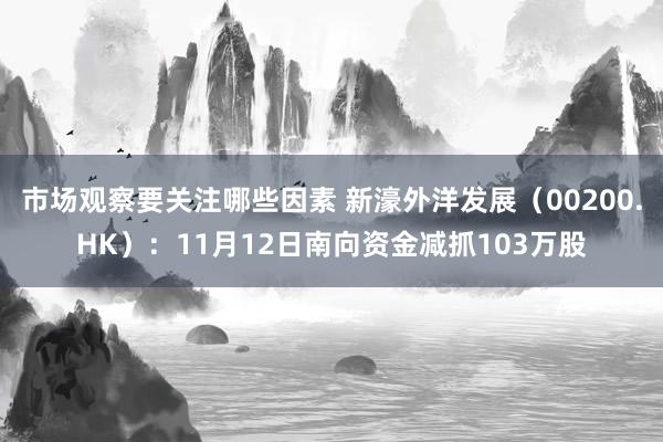 市场观察要关注哪些因素 新濠外洋发展（00200.HK）：11月12日南向资金减抓103万股