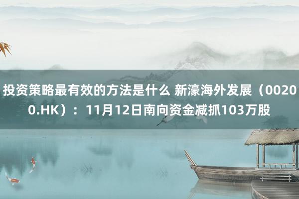 投资策略最有效的方法是什么 新濠海外发展（00200.HK）：11月12日南向资金减抓103万股