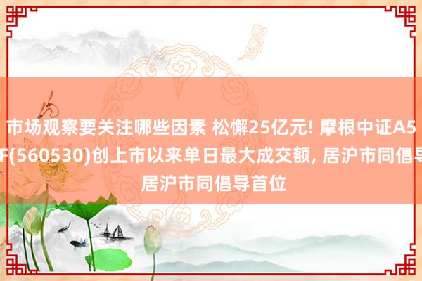 市场观察要关注哪些因素 松懈25亿元! 摩根中证A500ETF(560530)创上市以来单日最大成交额, 居沪市同倡导首位