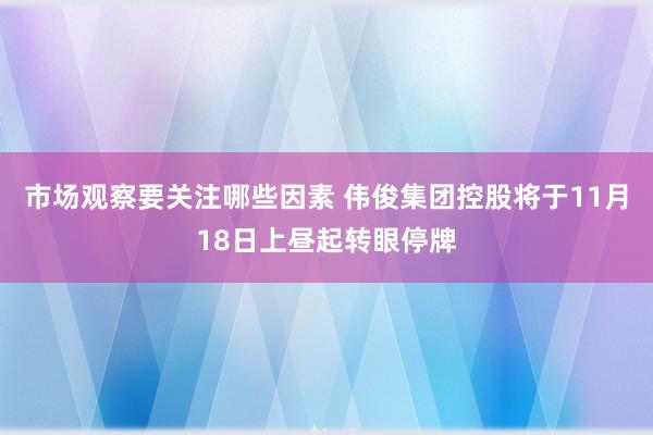 市场观察要关注哪些因素 伟俊集团控股将于11月18日上昼起转眼停牌