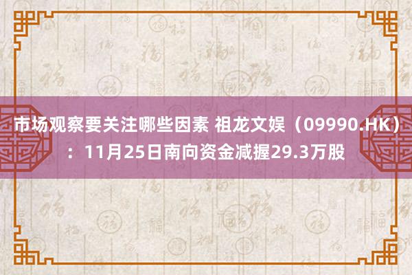 市场观察要关注哪些因素 祖龙文娱（09990.HK）：11月25日南向资金减握29.3万股