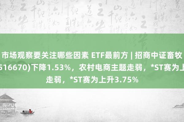 市场观察要关注哪些因素 ETF最前方 | 招商中证畜牧生息ETF(516670)下降1.53%，农村电商主题走弱，*ST赛为上升3.75%