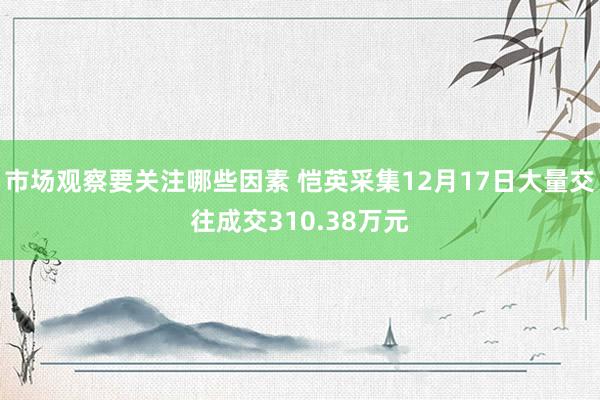 市场观察要关注哪些因素 恺英采集12月17日大量交往成交310.38万元