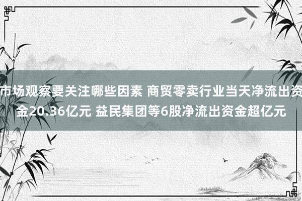 市场观察要关注哪些因素 商贸零卖行业当天净流出资金20.36亿元 益民集团等6股净流出资金超亿元