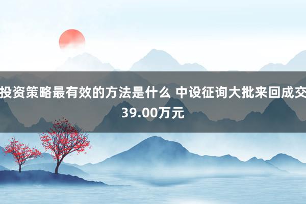 投资策略最有效的方法是什么 中设征询大批来回成交39.00万元