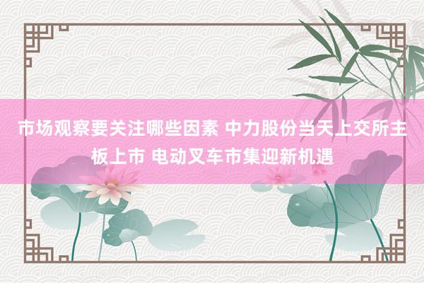 市场观察要关注哪些因素 中力股份当天上交所主板上市 电动叉车市集迎新机遇