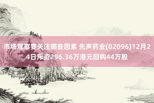 市场观察要关注哪些因素 先声药业(02096)12月24日斥资296.36万港元回购44万股