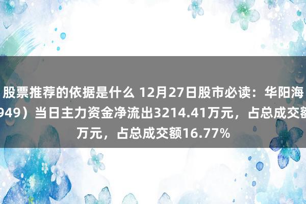 股票推荐的依据是什么 12月27日股市必读：华阳海外（002949）当日主力资金净流出3214.41万元，占总成交额16.77%