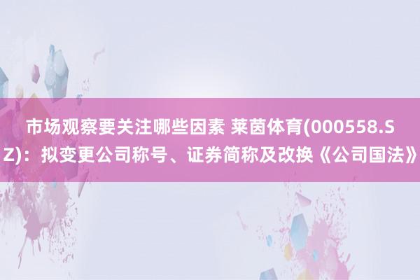 市场观察要关注哪些因素 莱茵体育(000558.SZ)：拟变更公司称号、证券简称及改换《公司国法》