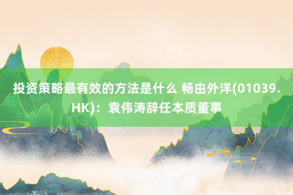 投资策略最有效的方法是什么 畅由外洋(01039.HK)：袁伟涛辞任本质董事