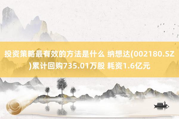 投资策略最有效的方法是什么 纳想达(002180.SZ)累计回购735.01万股 耗资1.6亿元