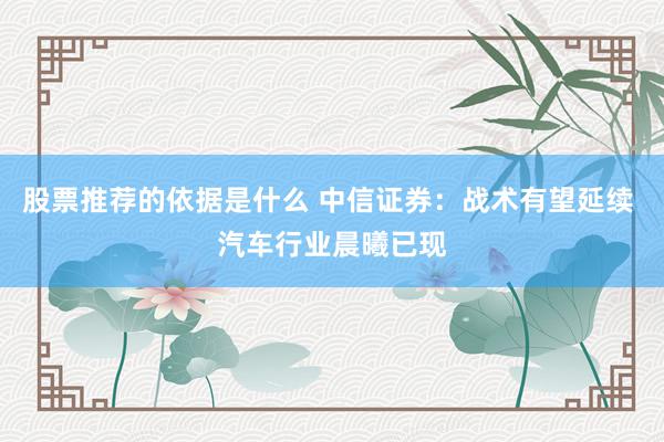 股票推荐的依据是什么 中信证券：战术有望延续 汽车行业晨曦已现