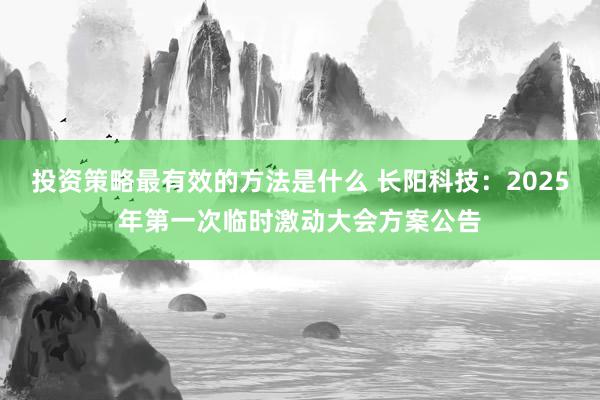 投资策略最有效的方法是什么 长阳科技：2025年第一次临时激动大会方案公告