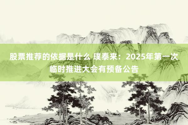 股票推荐的依据是什么 璞泰来：2025年第一次临时推进大会有预备公告