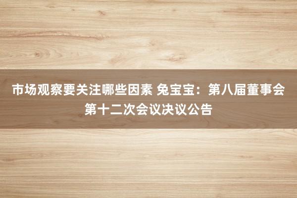 市场观察要关注哪些因素 兔宝宝：第八届董事会第十二次会议决议公告