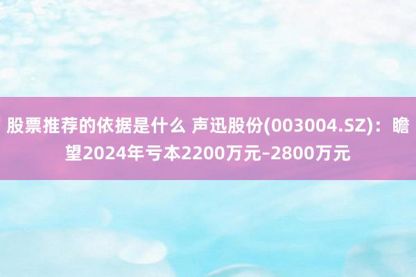 股票推荐的依据是什么 声迅股份(003004.SZ)：瞻望2024年亏本2200万元–2800万元