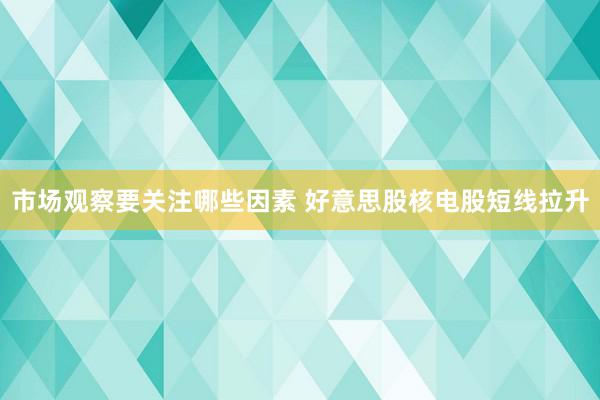 市场观察要关注哪些因素 好意思股核电股短线拉升