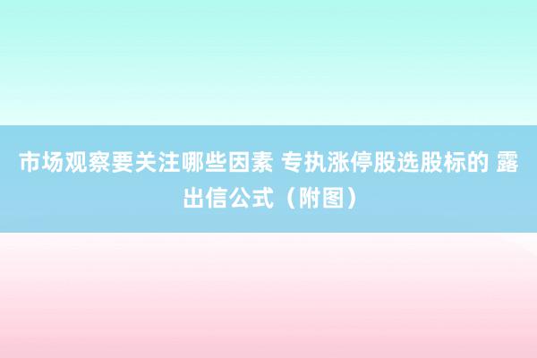 市场观察要关注哪些因素 专执涨停股选股标的 露出信公式（附图）