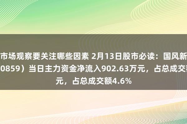 市场观察要关注哪些因素 2月13日股市必读：国风新材（000859）当日主力资金净流入902.63万元，占总成交额4.6%