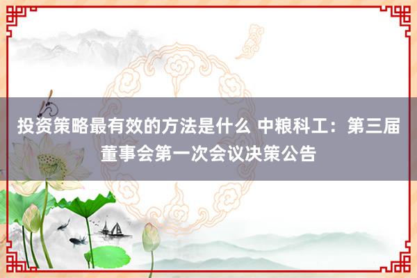 投资策略最有效的方法是什么 中粮科工：第三届董事会第一次会议决策公告