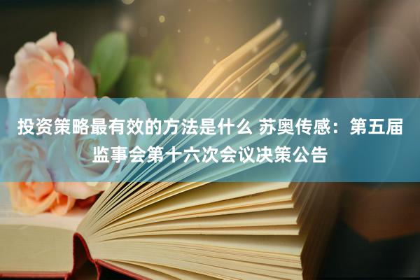 投资策略最有效的方法是什么 苏奥传感：第五届监事会第十六次会议决策公告