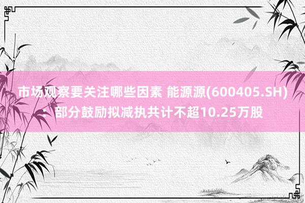 市场观察要关注哪些因素 能源源(600405.SH)：部分鼓励拟减执共计不超10.25万股