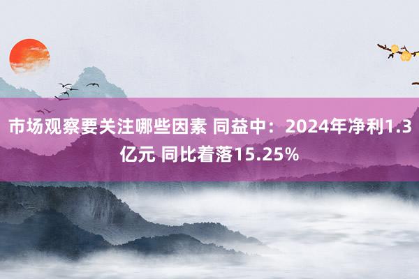 市场观察要关注哪些因素 同益中：2024年净利1.3亿元 同比着落15.25%