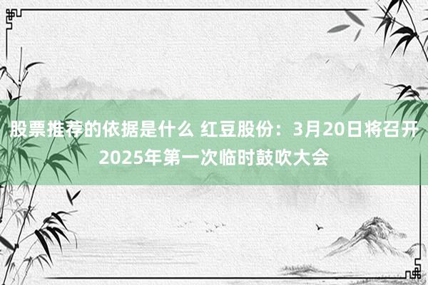 股票推荐的依据是什么 红豆股份：3月20日将召开2025年第一次临时鼓吹大会