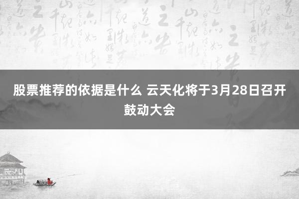 股票推荐的依据是什么 云天化将于3月28日召开鼓动大会