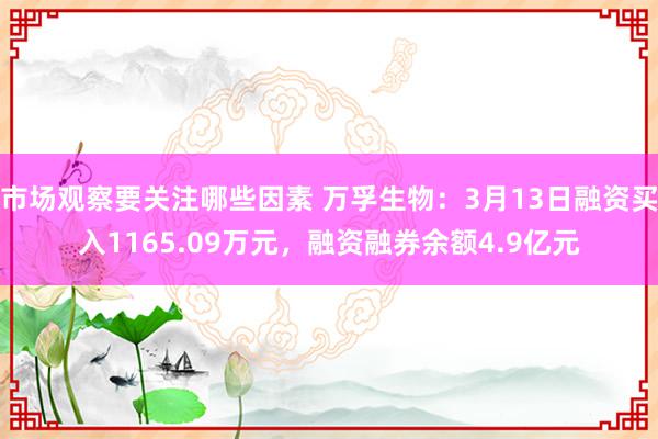 市场观察要关注哪些因素 万孚生物：3月13日融资买入1165.09万元，融资融券余额4.9亿元