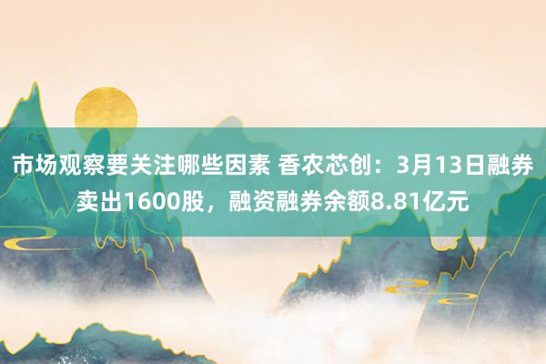 市场观察要关注哪些因素 香农芯创：3月13日融券卖出1600股，融资融券余额8.81亿元